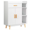 Floor Storage Cabinet Free Standing Cupboard Chest w/1 Drawer 2 Doors 3 Shelves