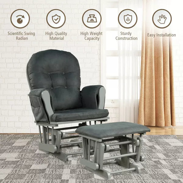 Baby Nursery Relax Rocker Rocking Chair Glider & Ottoman Set w/ Cushion