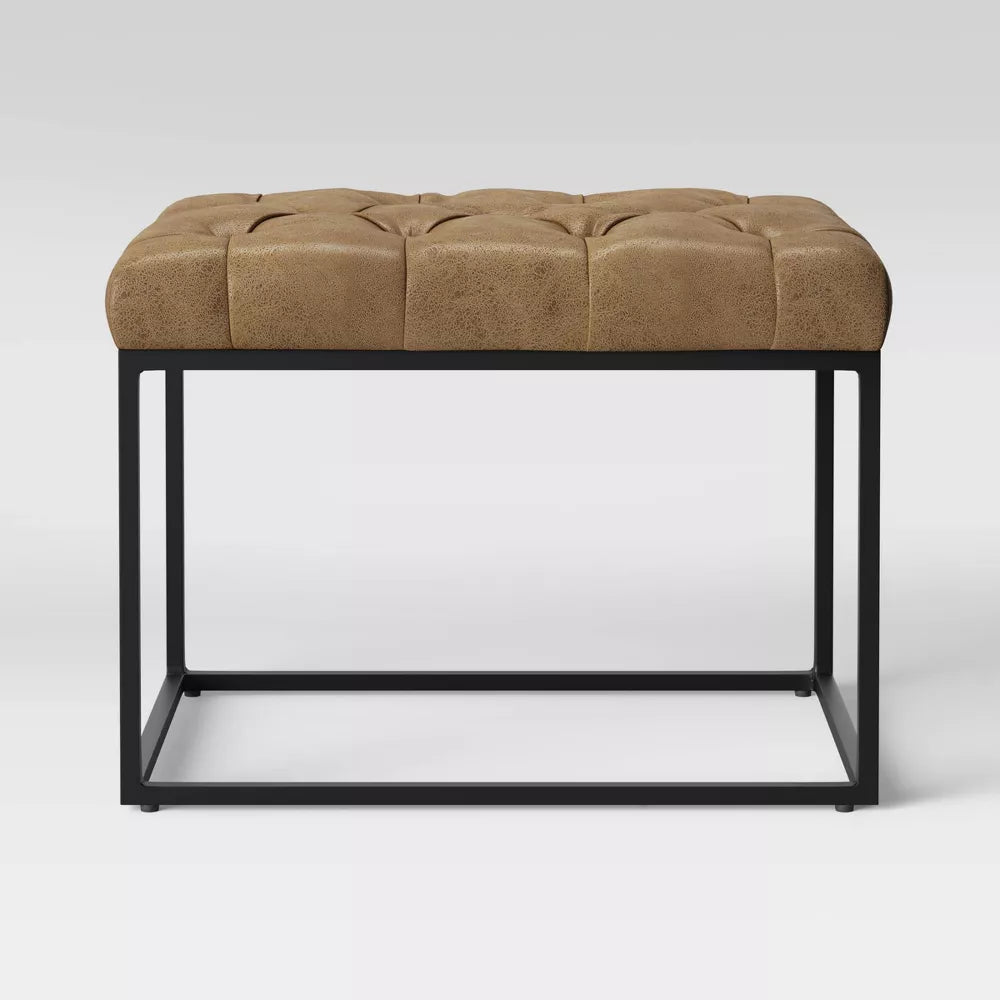 Trubeck Tufted Metal Base Ottoman SHOWROOM ITEM