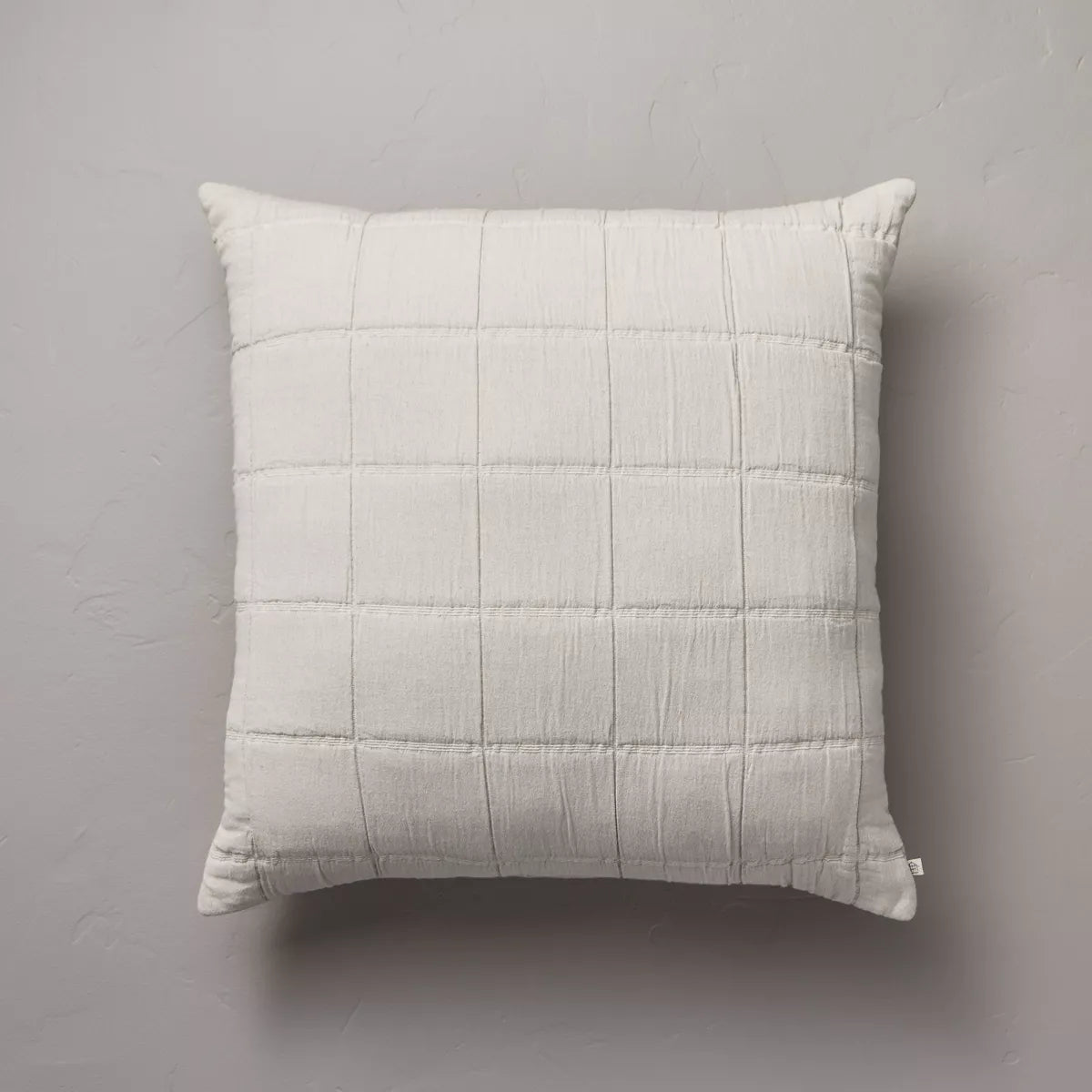 26"x26" Grid Lines Matelassé Euro Bed Pillow Light Gray SHOWROOM ITEM