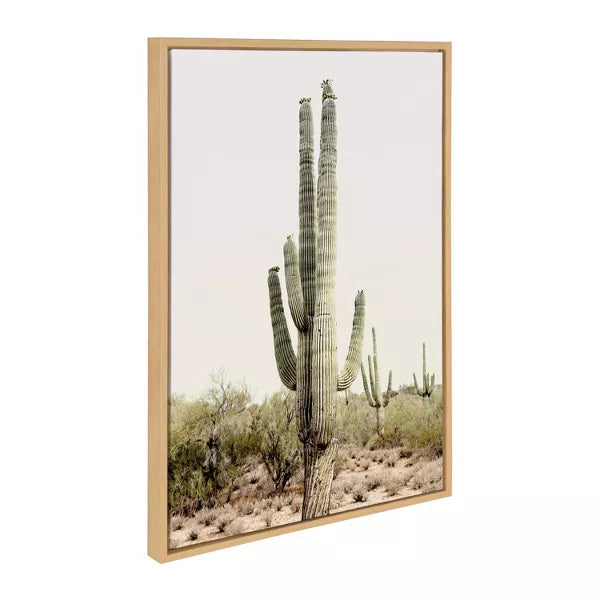 Sylvie Sunrise Cactus Framed Canvas by Amy Peterson Natural