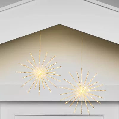 2pk Christmas LED Starburst Novelty Sculpture with 140 Warm White Twinkle Lights