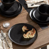 12pc Earthenware Houlton Dinnerware Set Black - Solid Plate & Bowl Dish Set, Microwave & Dishwasher Safe