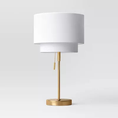 Double Shade Knurled Collection Table Lamp Gold