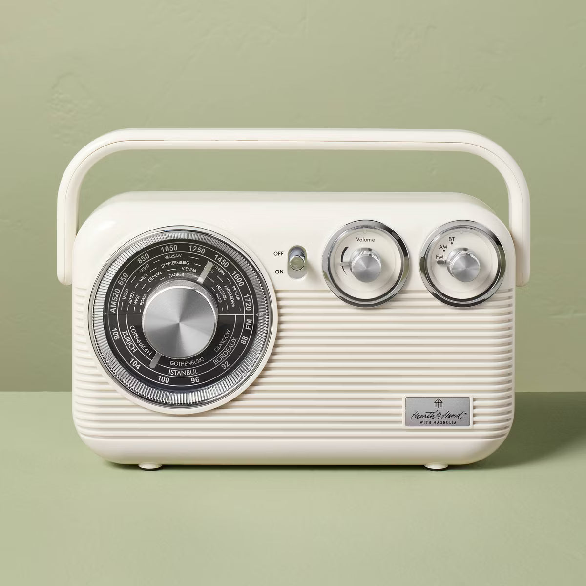 Retro Portable AM/FM Bluetooth Radio Cream - Hearth & Hand™ with Magnolia - SHOWROOM ITEM 