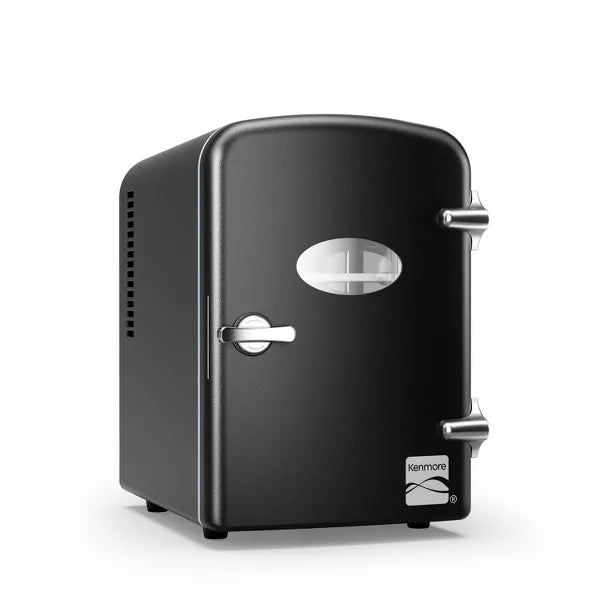 6 can Mini Refrigerator: Countertop Tiny Fridge for Skincare & Makeup, 40°F Cooling, Black