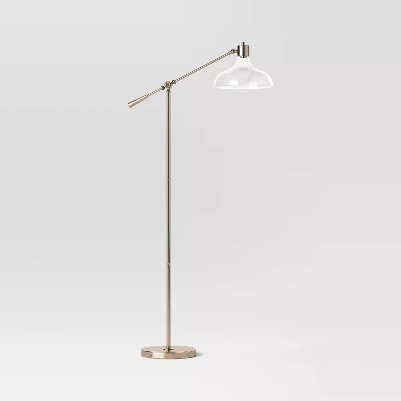 Crosby Bell Floor Lamp Brass with Glass Shade