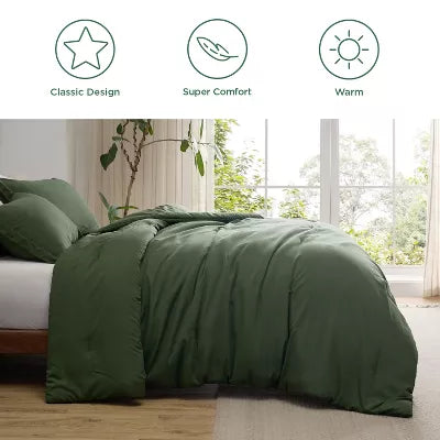 Solid Print Lightweight Prewashed Comforter Set