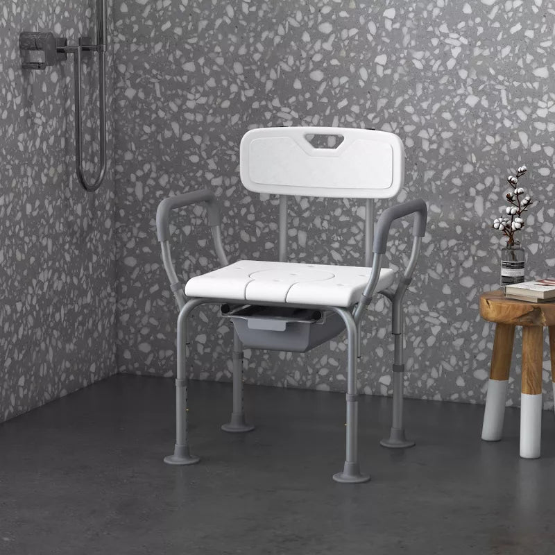 3-in-1 Shower Chair with Back and Arms, Raised Toilet Seat