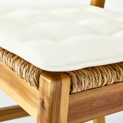 2pk Temescal Valley Wood and Woven Dining Chairs with Cushion Cream