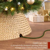 Woven Hyacinth Christmas Tree Collar, Tree Skirt Accessory w/ Cord Cut-Out