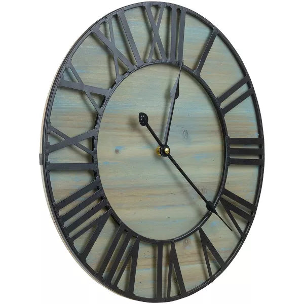 Oversized Coastal Style Wooden and Metal Decorative Analog Round Wall Clock - Beautifully decorate any wall space in the household