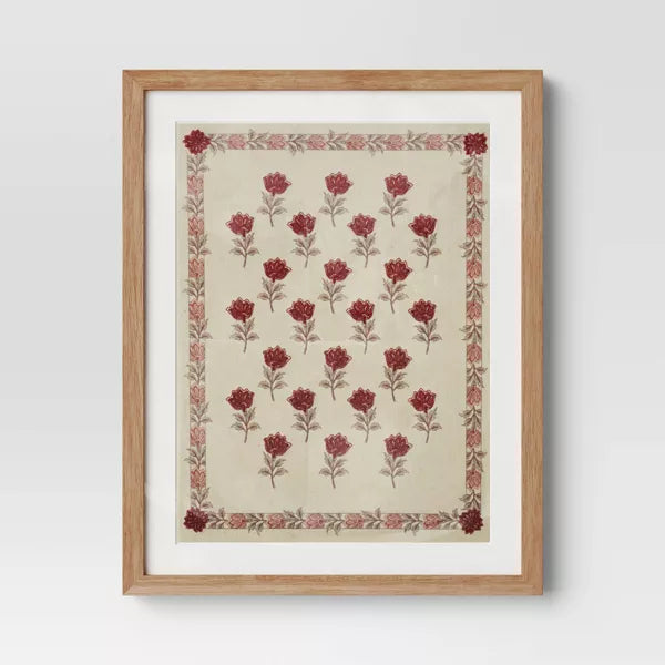 (Set of 2) 16"x 20" Embroidered Floral Textile Wall Decors - Neutrals SHOWROOM ITEM