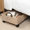 Adaline Classic Farmhouse Handwoven Hyacinth Rectangular Underbed Storage Bin with Wheels and Handles