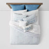 8pc Block Print with Border Comforter Bedding Set Light Blue - King