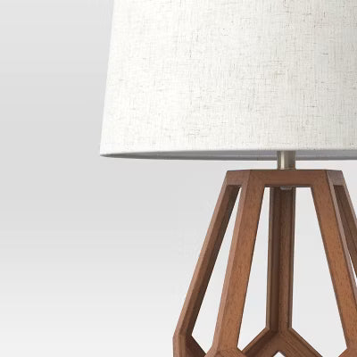 Large Wood Geo Assembled Table Lamp Brown