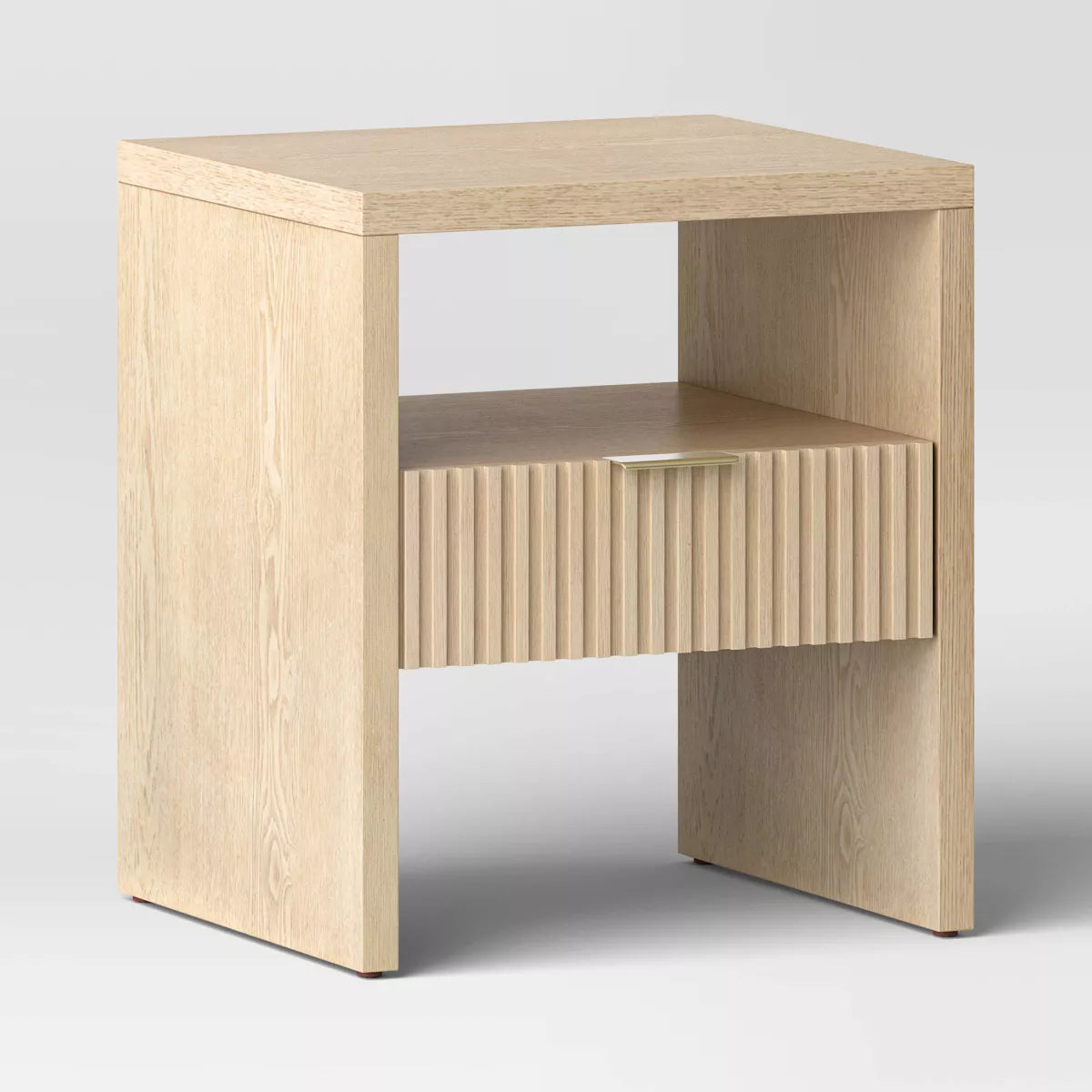 Groove Dowel Accent Table with Shelf Natural Wood