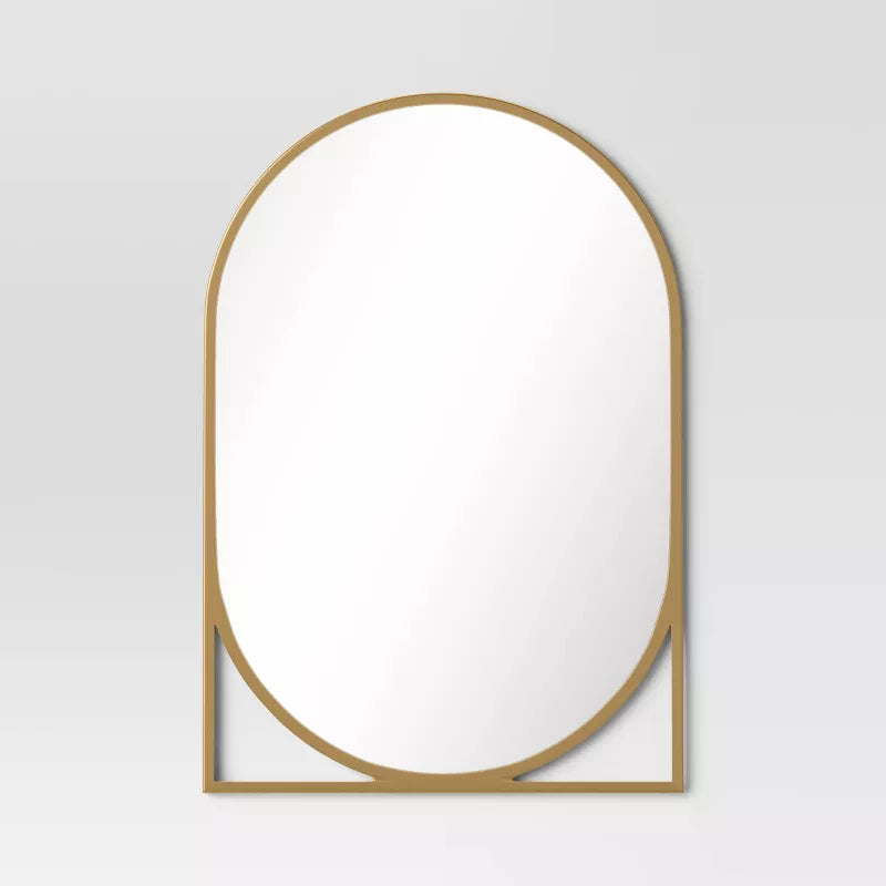 Decorative Wall Mirror Gold - Modern Powder-Coated Metal, Novelty Shape, Wall Mount