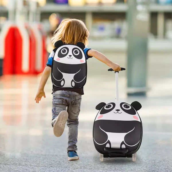 2PCS Kids Carry On Luggage Set 16'' Owl Rolling Suitcase with 12'' Backpack Travel Pink/White/Yellow