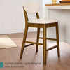 2-Piece Mid-Century Modern Wood and Upholstered Counter Height Bar Stool Set