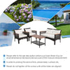 4PCS Patio Rattan Acacia Wood Furniture Set Cushion Sofa Armrest Deck