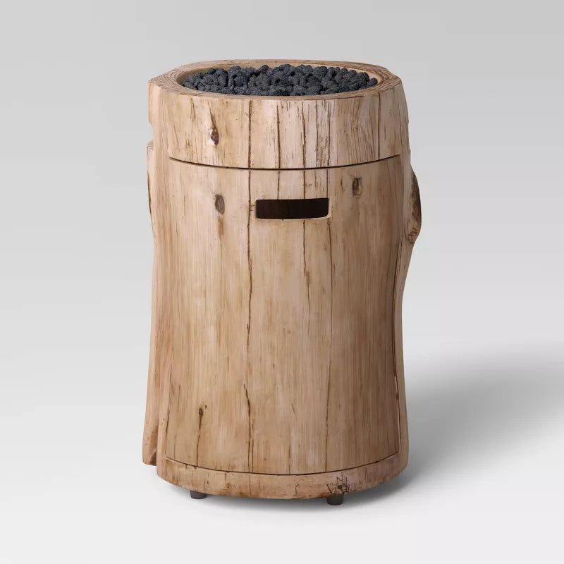 Large LP Round Outdoor Column Fire Pit Weathered/Natural Finish