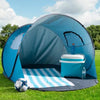 Pop Up Beach Tent with UV Protection and Ventilation Windows – Water and Wind Resistant Sun Shelter for Camping, Fishing, or Play  (Blue)