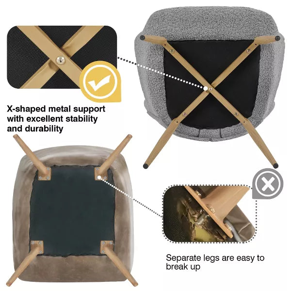 Boucle Accent Chair with Wood-tone Metal Legs