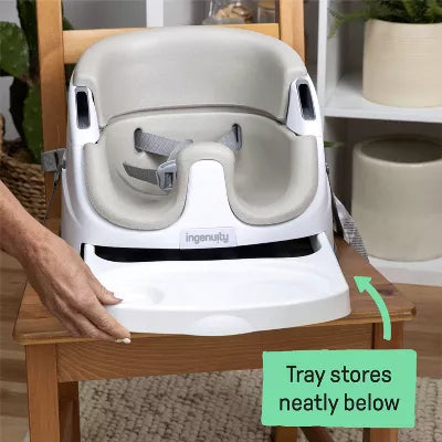 Baby Base 2-in-1 Booster Feeding and Floor Seat with Self-Storing Tray