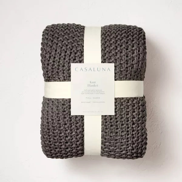 Chunky Knit Bed Blanket Full/Queen