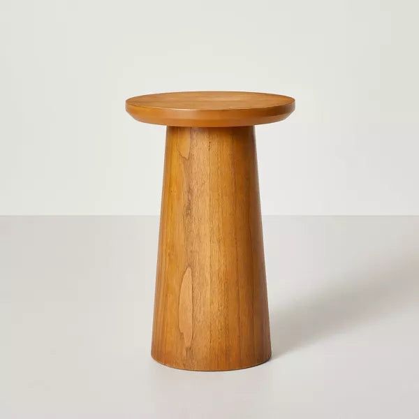 Wooden Round Pedestal Accent Drink Table