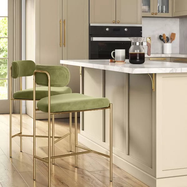 Orion Luxe Backed Counter Height Barstool with Brass Legs