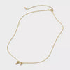 14K Gold Dipped Cubic Zirconia Double Cross Pendant Necklace - Gold