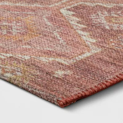 Southbury Washable Printed Diamond Persian Style Rug Rust - 2'x7' Runner