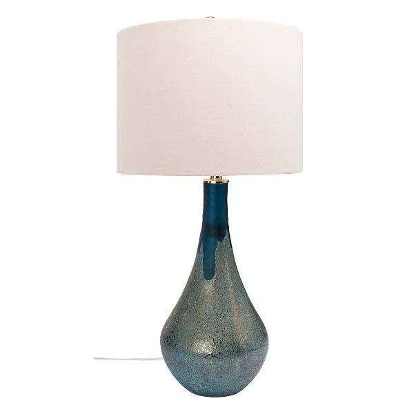 Opal Finish & Linen Shade Glass Table Lamp 1-Piece