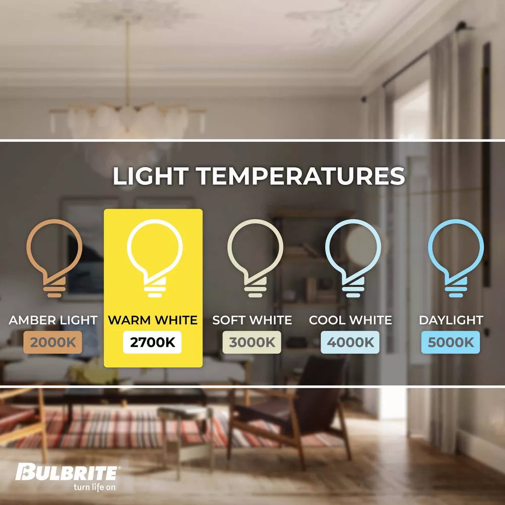 3pk Filament 5W LED Light Bulbs Clear: Dimmable, 100W Equivalent, Decorative A19, E26 Base