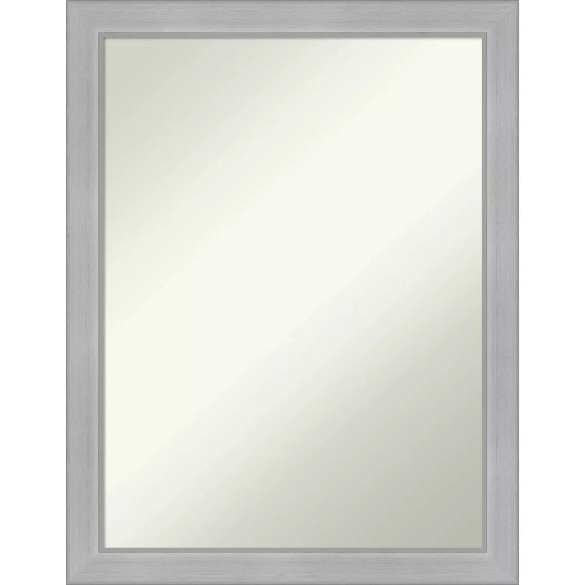 Non-Beveled Vista Brushed Nickel Narrow Wall Mirror: Modern Rectangle, Includes Mounting Hardware