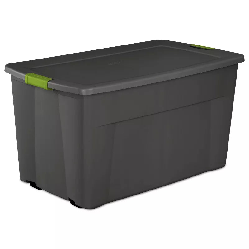 Latching Storage Tote - Gray with Green Latch