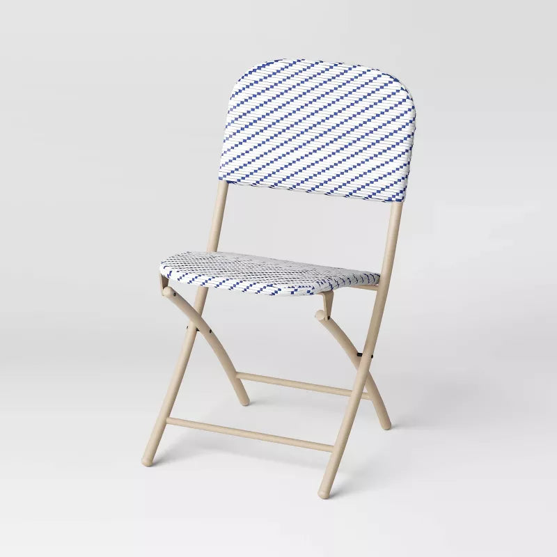 French Cafe Outdoor Patio Dining Folding Chairs Beige