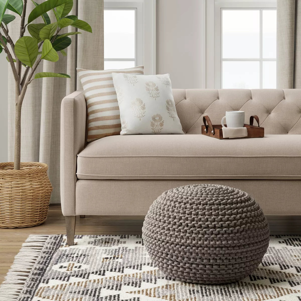 Cloverly Chunky Knit Pouf - Threshold™ - SHOWROOM ITEM