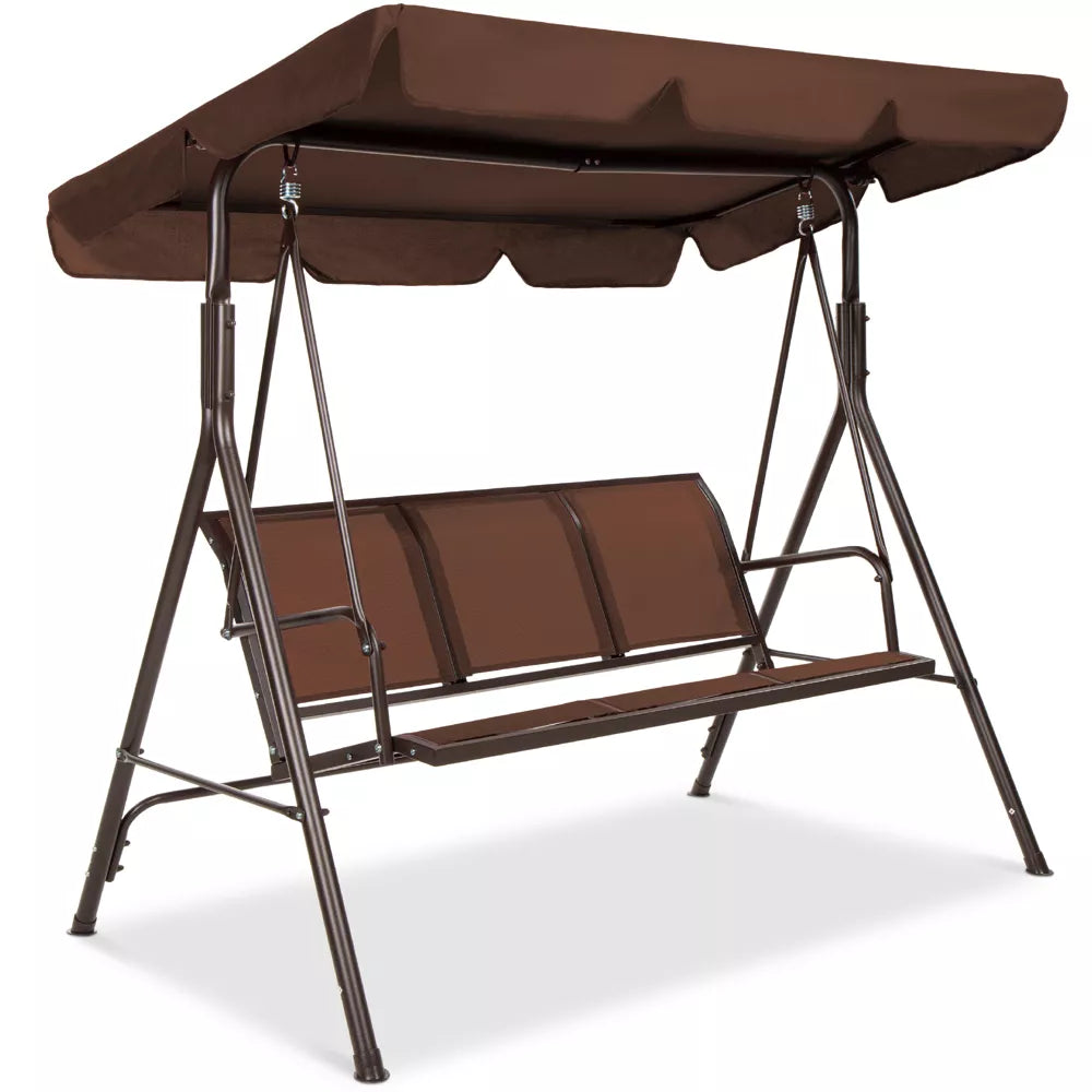 2-Seater Outdoor Adjustable Canopy Swing Glider Patio Bench