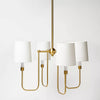 4-Arm Chandelier - Gold-Tone Metal, White Shades, UL Listed