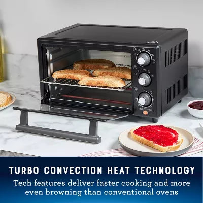 Toaster Oven With Air Fry Matte Black: Convection, Steel, Includes Broiler Pan & Air Fry Basket