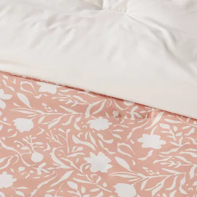 12pc Floral Boho Comforter & Sheets Set Terracotta Pink- Queen