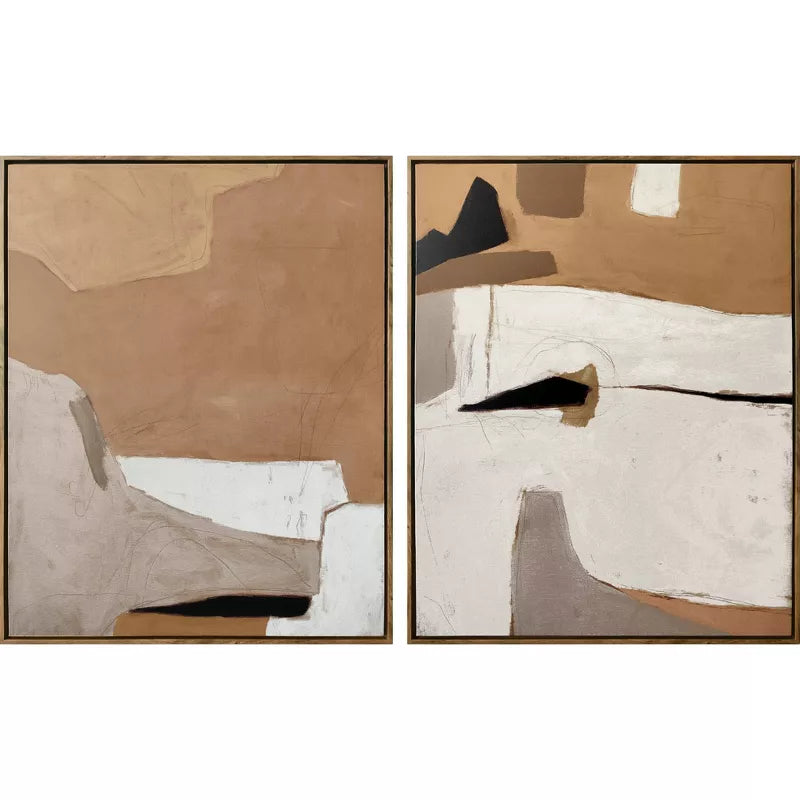 1-Piece Earth Abstract Framed Canvases Brown: Modern Vertical Wall Art, Digital Print