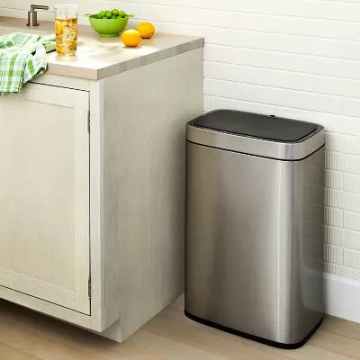Motion Wastebasket with Liner - Stainless Steel Touchless Kitchen Trash Can, Silver