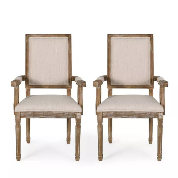 Set of 2 Maria Dining Chairs, Beige/Natural