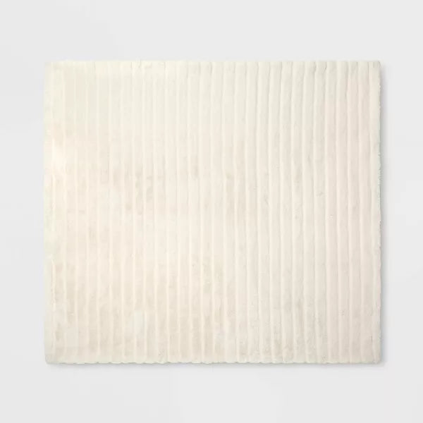 Textured Faux Fur Reversible Throw Blanket