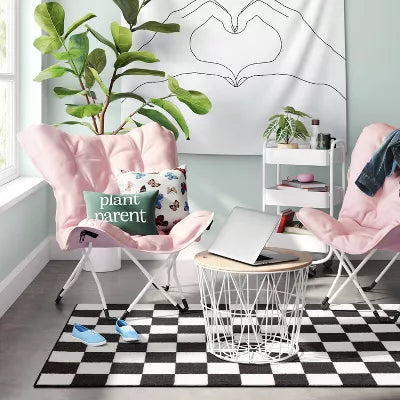Washable Small Checker Accent Rug Charcoal and Ivory - 4'x5'5"