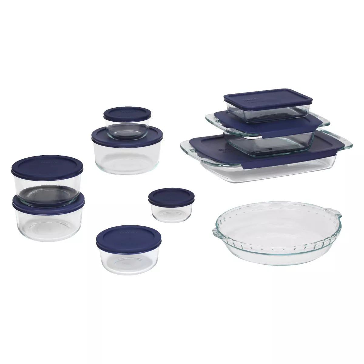 19pc Glass Bake and Store Set: Clear Bakeware, BPA-Free, Stain & Odor Resistant, Dishwasher & Microwave Safe